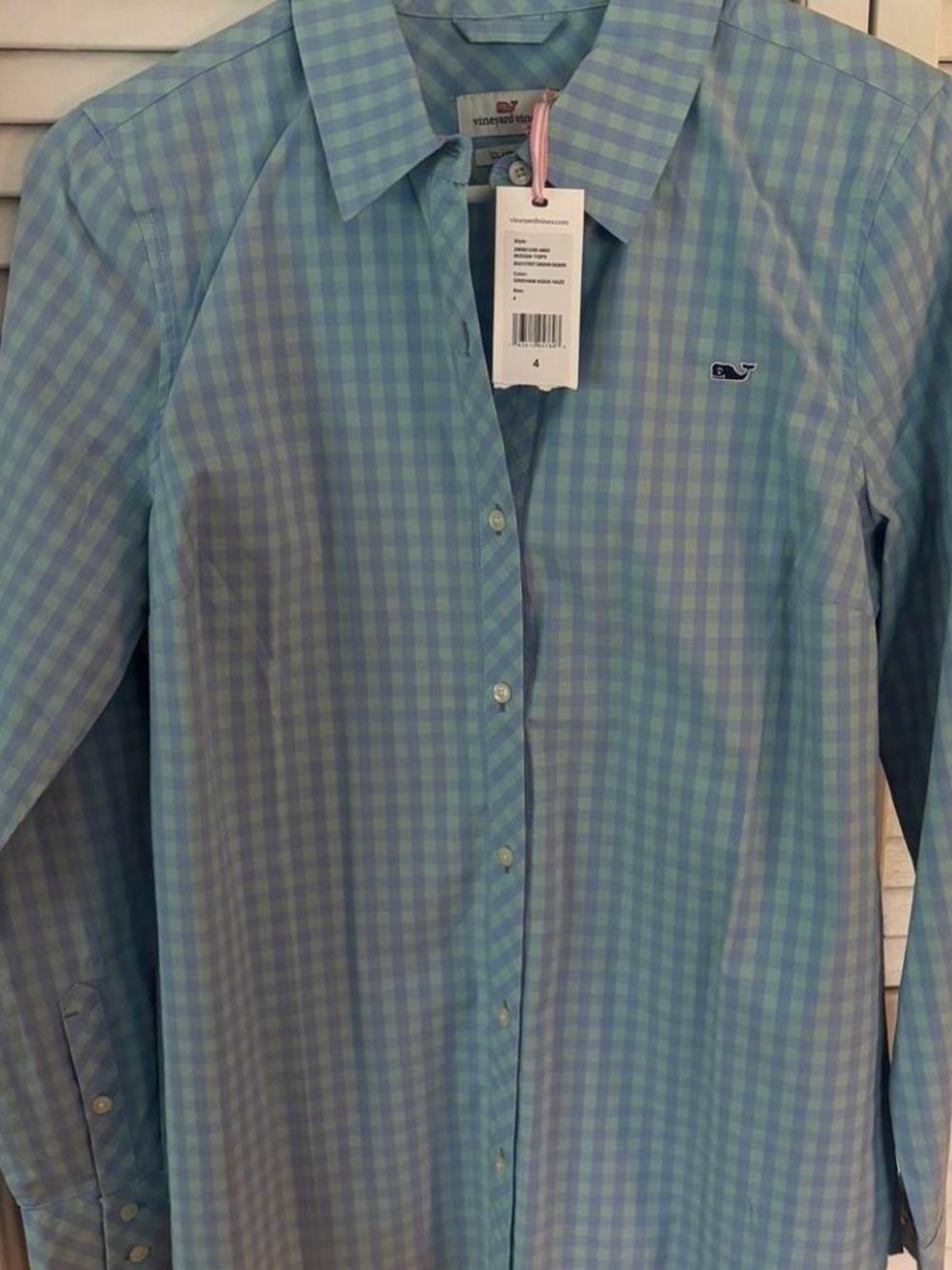 Vineyard Vines Light Blue & Light Green Gingham Button-Down Shirt